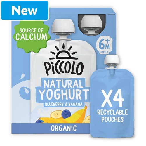 Piccolo Baby Organic Blueberry & Banana Natural Yoghurt Smooth 6M+ 4 x 100g
