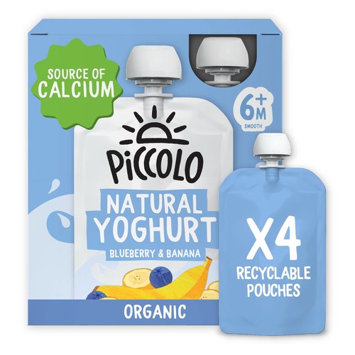 Piccolo Baby Organic Blueberry & Banana Natural Yoghurt Smooth 6M+ 4 x 100g thumbnail 2