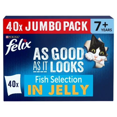 FELIX As Good As It Looks Senior 7+ Fish Selection In Jelly 40x85g