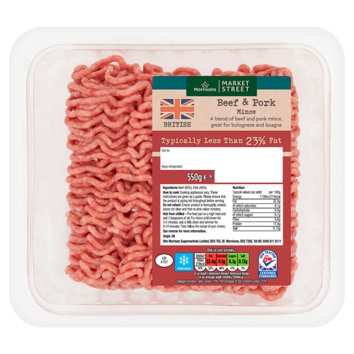 Morrisons British Beef And Pork Mince 550g