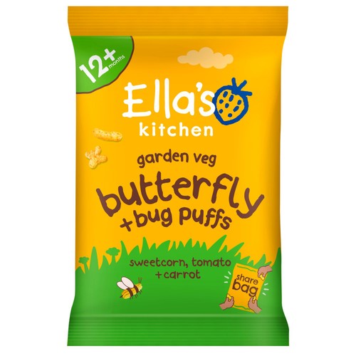 Ella's Kitchen Butterfly & Bug Puffs Sweetcorn,Tomato & Carrot 12+M 80g