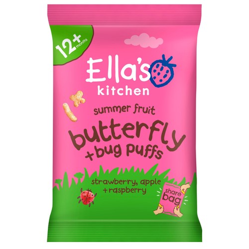 Ella's Kitchen Butterfly + Bug Puffs Strawberry, Apple & Raspberry 12M+ 80g