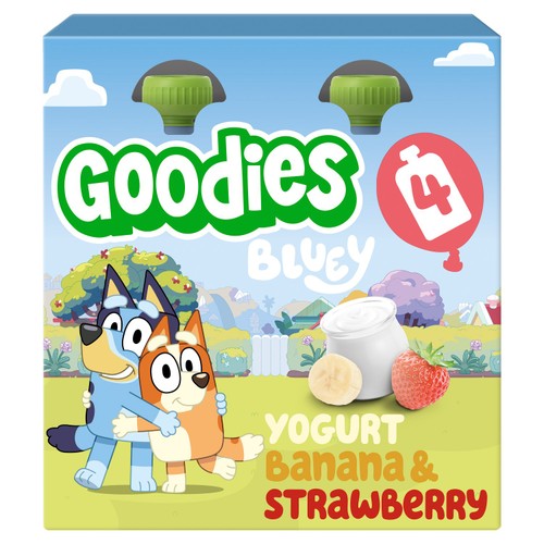 Goodies Bluey Banana & Strawberry Yoghurt Pouch Multipack 4x100g