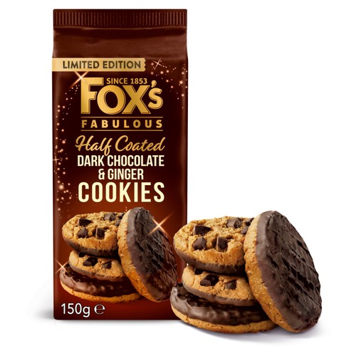 Fox's Fabulous Half Coated Dark Chocolate & Ginger Cookies 150g thumbnail 2