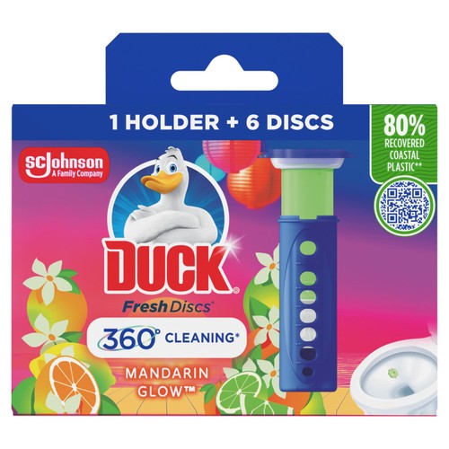 Duck Toilet Fresh Disc Toilet Cleaner Holder & Refill Mandarin Glow 36ml