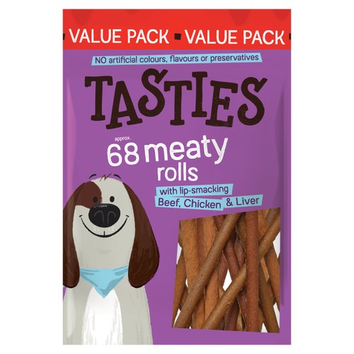 Tasties Meaty Rolls With Lip-Smacking Beef, Chicken & Liver 480g