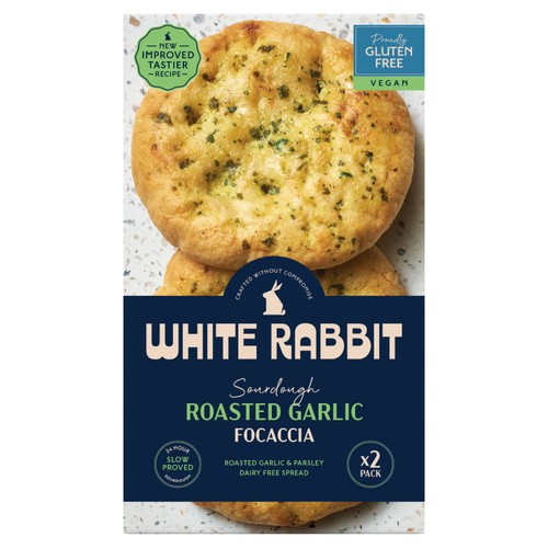 White Rabbit Gluten Free Roasted Garlic Focaccia 250g