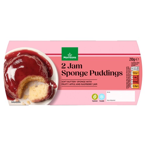 Morrisons 2 Jam Sponge Puddings 210g
