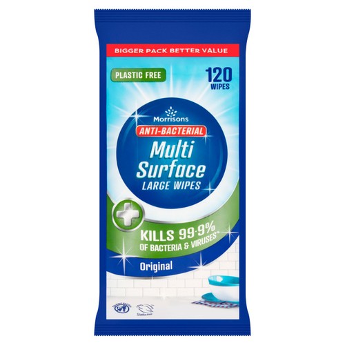 Morrisons 120 Original Anti-Bacterial Multi Surface Large Wipes