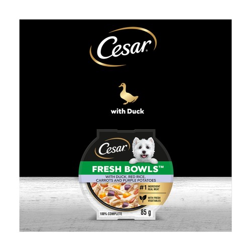 Cesar Fresh Bowls Wet Dog Food With Duck In Gravy 85g thumbnail 5