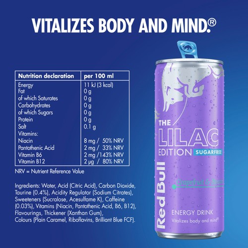 Red Bull Energy Drink Sugar Free Lilac Edition Grapefruit & Blossom 4x250ml thumbnail 3