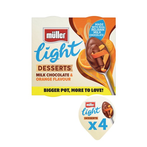 Muller Light Desserts Milk Chocolate & Orange Flavour 4 x 90g (360g)
