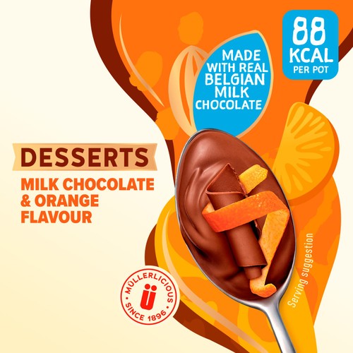 Muller Light Desserts Milk Chocolate & Orange Flavour 4 x 90g (360g) thumbnail 2