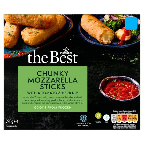 Morrisons The Best Chunky Mozzarella Sticks with a Tomato & Herb Dip 280g
