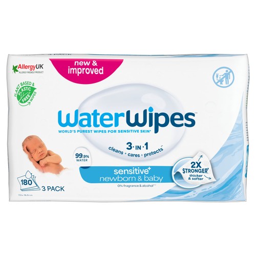 WaterWipes Original Baby Wipes 3x60 Wipes (180 wipes)