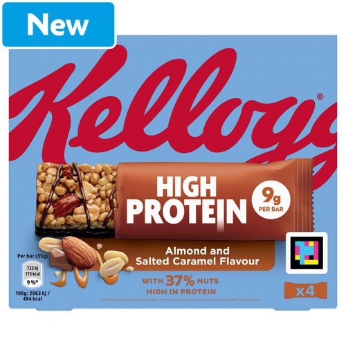 Kellogg's High Protein Almond and Salted Caramel Flavour snack bars 4x35g