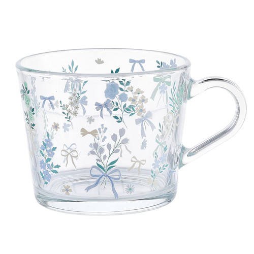 Nutmeg Home Bow Floral Glass Mug