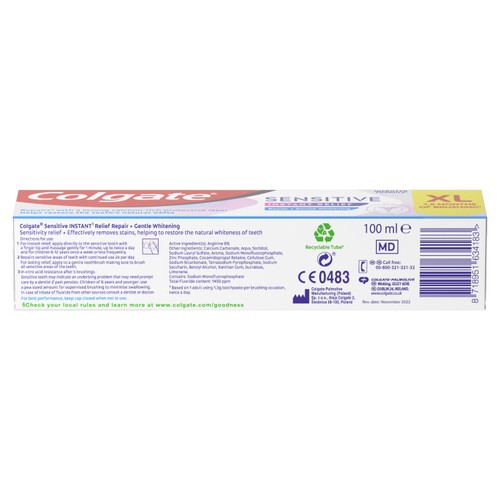 Colgate Sensitive Instant Relief Whitening Toothpaste 100ml thumbnail 3