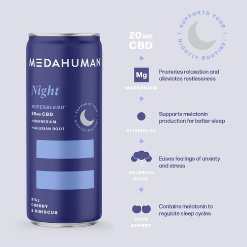Medahuman Night CBD Cherry + Hibiscus Still 4 x 250ml thumbnail 3