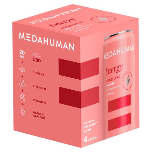 Medahuman Energy 20mg CBD Sparkling Cranberry + Lime 4 x 250ml thumbnail 2
