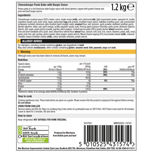 Morrisons Cheese Burger Pasta Bake Family Size 1.2kg thumbnail 2