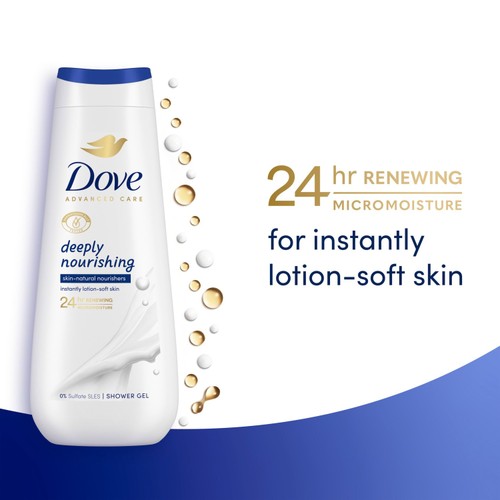 Dove Shower Gel Advanced Care Deeply Nourishing 600ml thumbnail 3