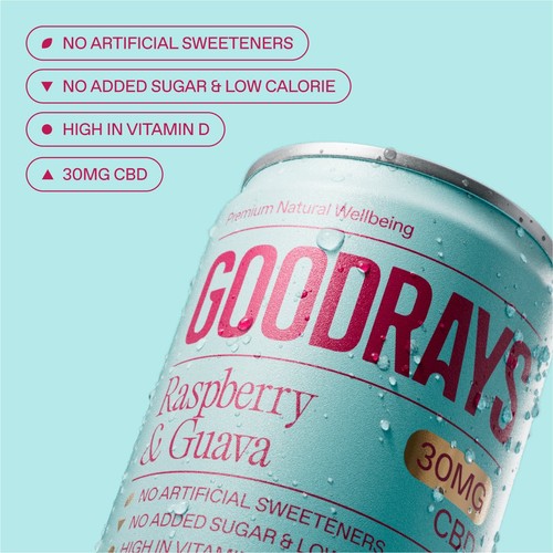 Goodrays Natural 30mg CBD Drink Raspberry & Guava 4 X 250Ml thumbnail 2