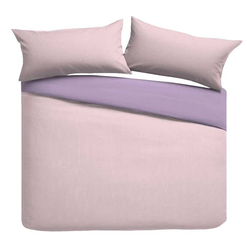 Nutmeg Home Soft Touch Pink/Lilac Reversible Duvet Set Double