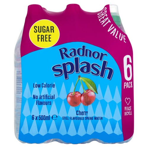 Radnor Splash Cherry Still Flavoured Spring Water 6 x 500ml