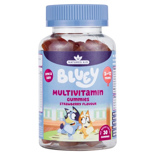 Natures Aid Bluey 30 Multivitamin Gummies Strawberry Flavour 3-12 Years