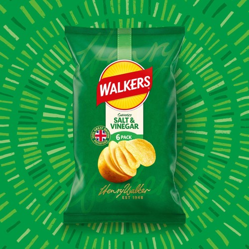 Walkers Salt & Vinegar Multipack Crisps 6x25g thumbnail 3