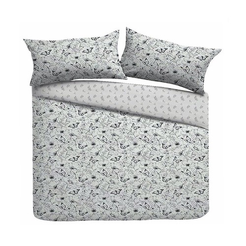 Nutmeg Home Easy Care Mono Butterflies Duvet Set Double thumbnail 2