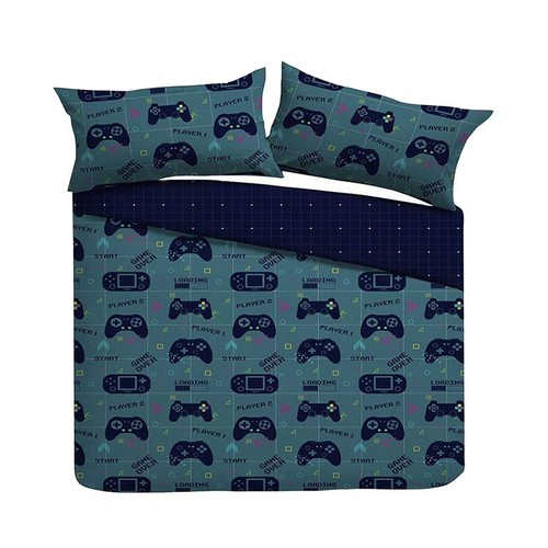 Nutmeg Home Easy Care Teal Level Up Duvet Set Double