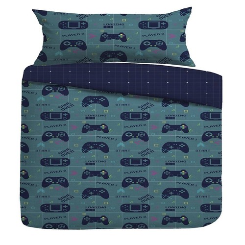 Nutmeg Home Easy Care Teal Level Up Duvet Set Single