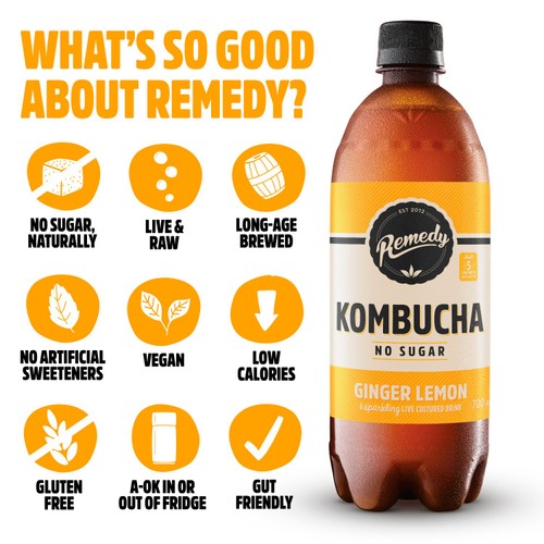 Remedy Ginger Lemon Kombucha 1L thumbnail 2