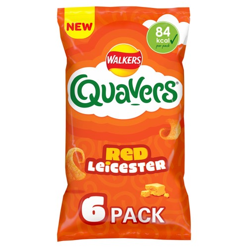 Walkers Quavers Red Leicester Cheese Multipack Crisps Snacks 6x16g thumbnail 2