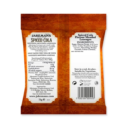 Jakemans Spiced Cola Menthol Lozenges 73g thumbnail 2
