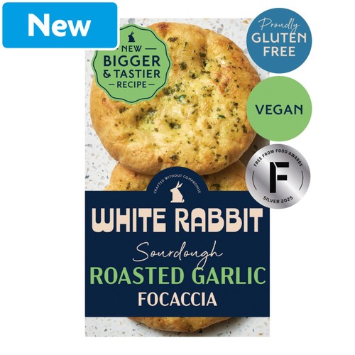 White Rabbit Gluten Free Roasted Garlic Focaccia 2x125g