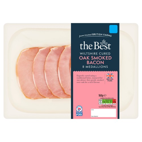 Morrisons The Best 8 Wiltshire Cured Oak Smoked Bacon Medallions 160g