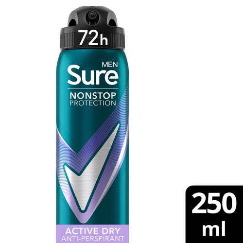 Sure Men Nonstop Protection Anti-Perspirant Aerosol Active Dry 250ml