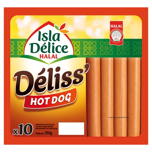 Isla Delice 10 Deliss Halal Hot Dog 350g