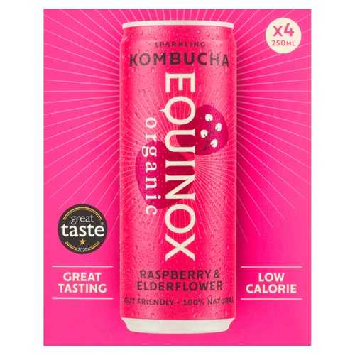 Equinox Organic Raspberry & Elderflower Sparkling Kombucha 4 x 250ml thumbnail 2