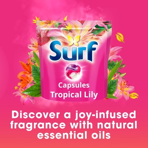 Surf 3 in 1 Laundry Washing Detergent Capsules Tropical Lily 51 Washes thumbnail 3