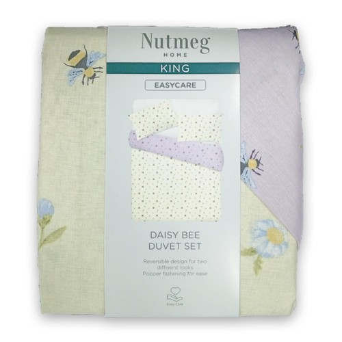 Nutmeg Home Daisy Bee Print Easy Care Duvet Set King