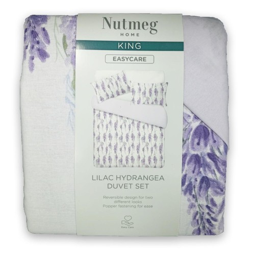 Nutmeg Home Lilac Hydrangea Easy Care Duvet Set King