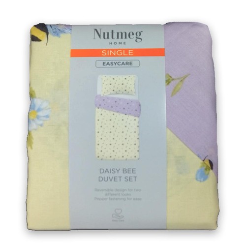 Nutmeg Home Daisy Bee Print Easy Care Duvet Set Single