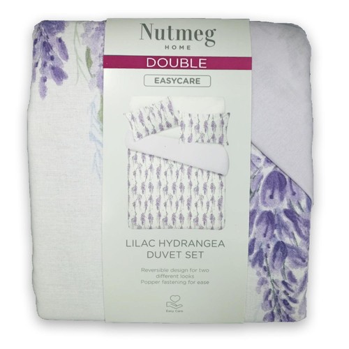 Nutmeg Home Lilac Hydrangea Easy Care Duvet Set Double