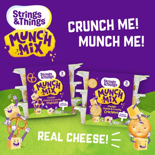 Strings & Things Munch Mix Cheddar Cheese & Crunchy Pretzels 90 g (3 x 30g) thumbnail 2