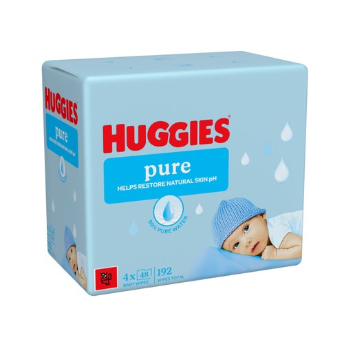 Huggies Pure Plastic Free Baby Wipes 4 x 48 Pack thumbnail 2