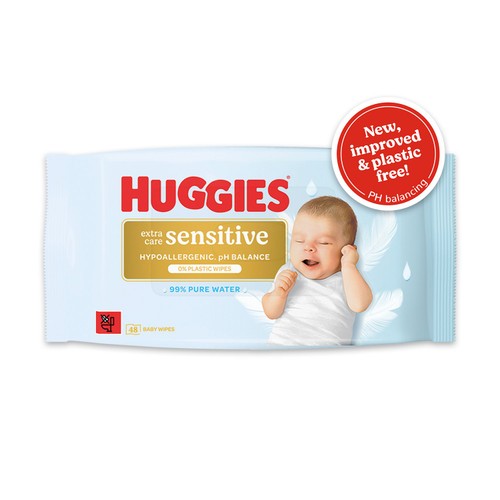 Huggies Pure Extra Care Sensitive Plastic Free Baby Wipes 48 Pack thumbnail 2